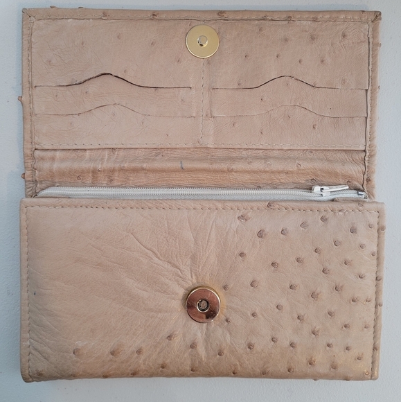 Ostrich Leather Women's Tri-Fold Wallet - Picture 3 of 11